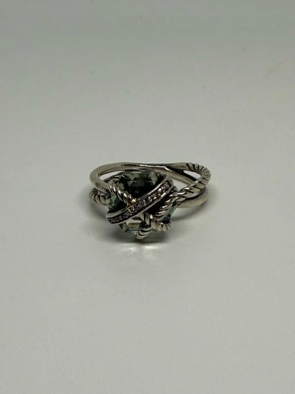 David Yurman Prasiolite wrap ring with white diamonds - Picture 2 of 4